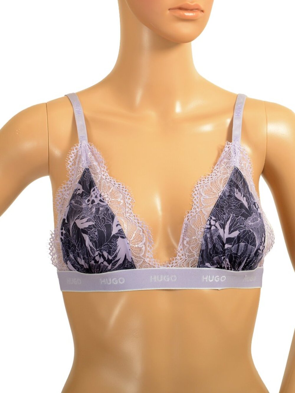 Hugo Boss Women's "Triangle FANTASY P." Lace Trimmed Bralette Bra US XL IT 46
